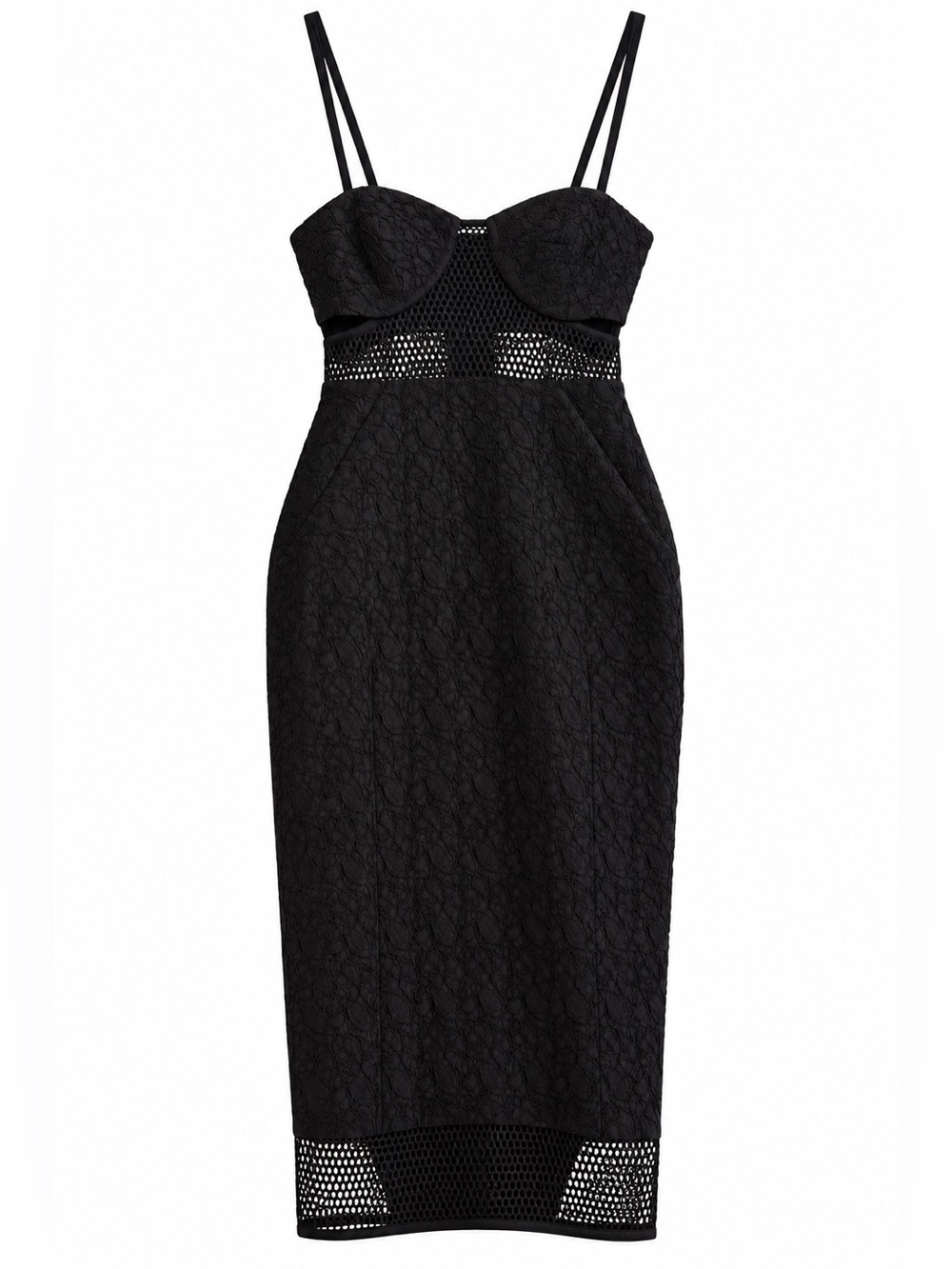 Jonathan Simkhai Black Mesh Bustier Midi Dress - Size 0